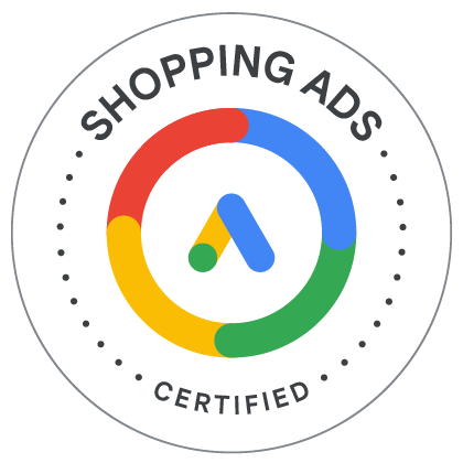 Abzeichen der Zertifizierung für KI-gestützte Shopping-Anzeigen